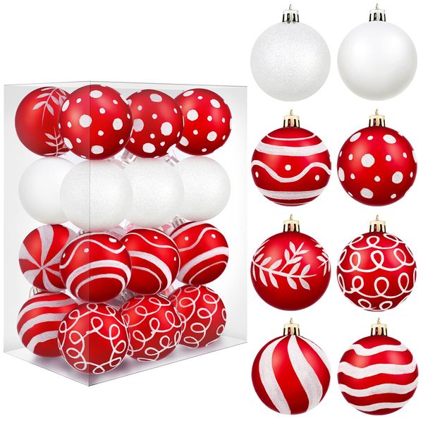 Acryl-Kunststoff-Lucite-Weihnachtskugel-Ornamente, Malerei, glitzernde Baumanhänger, bruchsichere dekorative Kugeln in 8 Mustern für Amnwx