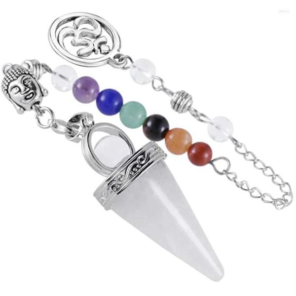 Anhänger Halsketten Silber plattierte Pyramide viele Farben Quarz Stein Buddha mit Perlen Kettenheilungschakra 3D Symbol Schmuck Schmuck