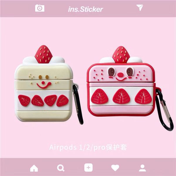 Accessori per cuffie di moda per AirPods 1 2 Custodie Pro Vogue Cuscini per auricolari in stile torta alla fragola con cordino in silicone antiurto caldo