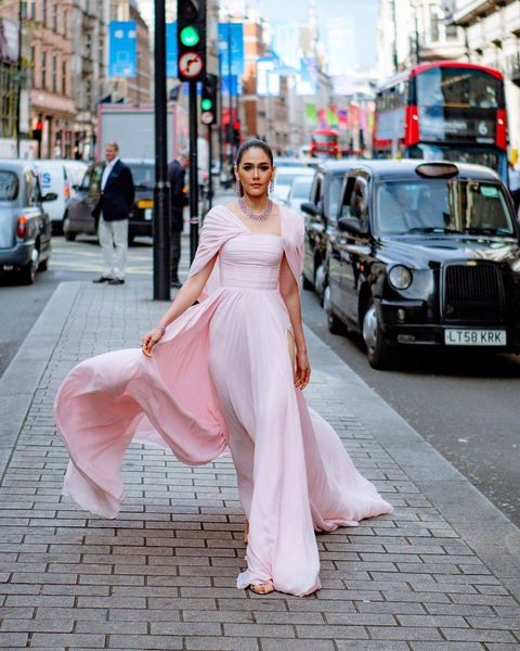 M￣e rosa graciosa dos vestidos da noiva se separam com a capa modesta um vestido de noite vestido de noite vestido de m￣e formal