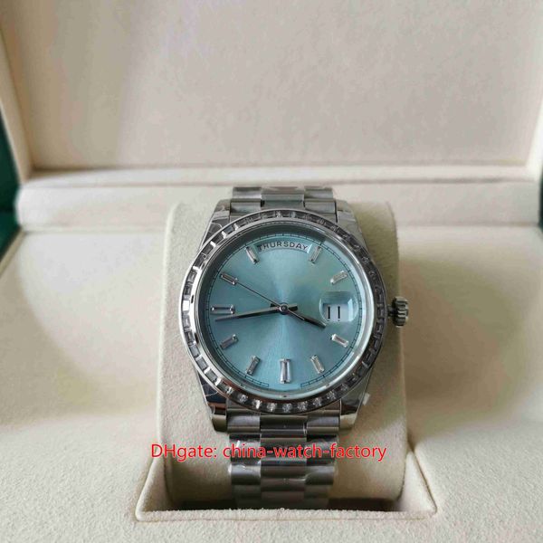 BP Factory Mens Watch Top Quality 40mm 228235 Presidente Diamond Bezel Sky Blue Dial Sapphire Asia 2813 Movimento Mecânico Automático Relógios Masculinos Relógios de Pulso