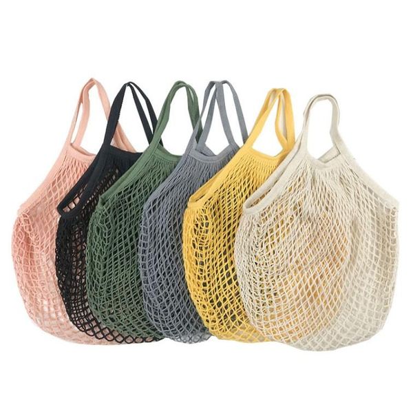 Сумки для покупок сумочка Shopper Tote Mesh сетка тканая хлопковая мешочка в струне многоразового материала для хранения фруктов дома организатор rre15295