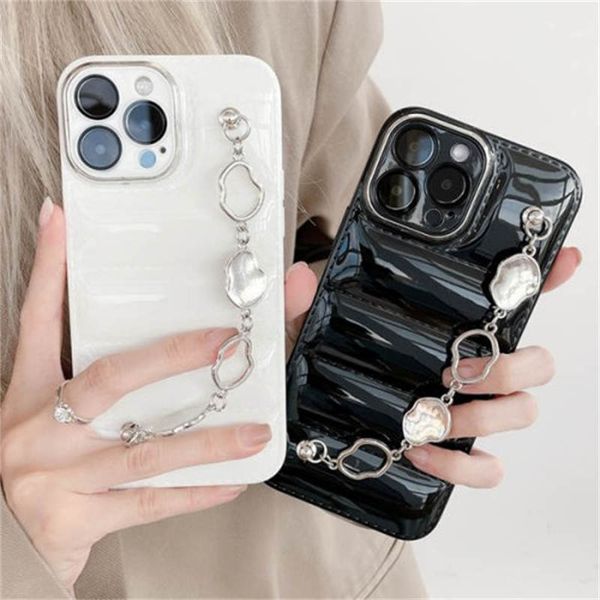 Designer clássico Down Jackets Casos de telefone para iPhone 14 Pro Max Plus iPhone14 13 12 11 8 7 x xs xr bracelete de moda de luxo capa traseira capa móvel shell