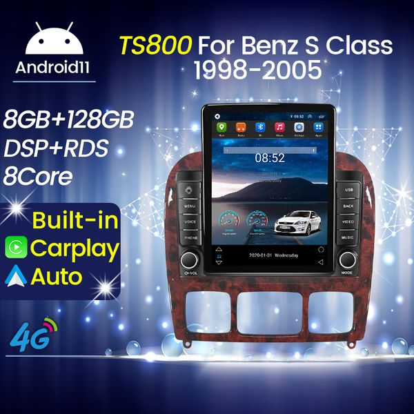 Android 11 Araba DVD Radyo Video Stereo Player Carplay 4G Tesla için Mercedes Benz S sınıfı W220 S280 S320 S350 S400 S430 S500 GPS