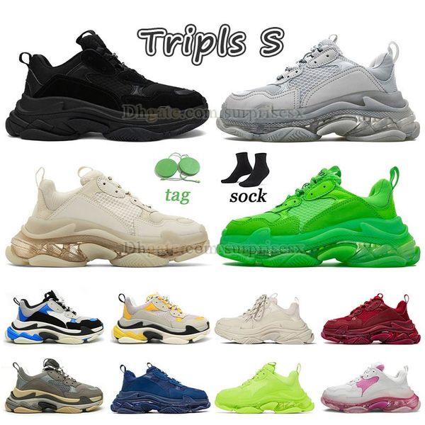 Triplos Triple Black S Running Shoes Mens Cool Grey Womens Vintage Bege Grama Verde Og Neon Light Smoke Cinza Laranja Sail Rosa Clear Sole Designer Trainer Sneakers