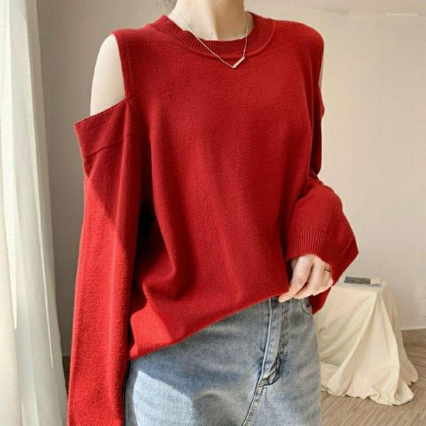 Women's Blouses Blouse Women 2022 Sexy Off Shoulder Top Long Sleeve Knitted Oversized Tee Shirt Korean Style Fashion Autumn Clothes