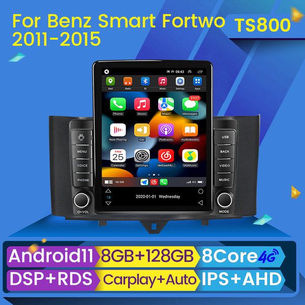 Автомобильный DVD-радиососец Мультимедийный видео Android 11 для Mercedes Benz Smart Fortwo 2 2010-2015 Навигационные стерео GPS № 2DIN