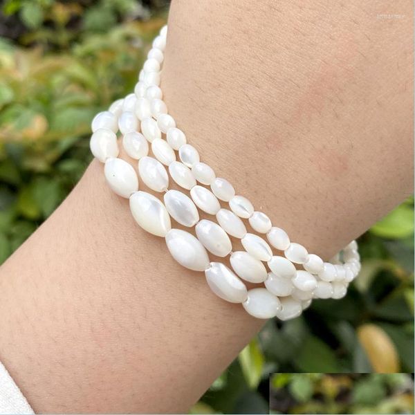 Altro Altro Perline di conchiglia in madreperla bianca Conchiglia ovale Collana con distanziatore allentato Accessorio per bracciale per la creazione di gioielli Diyother Bri Dhnli