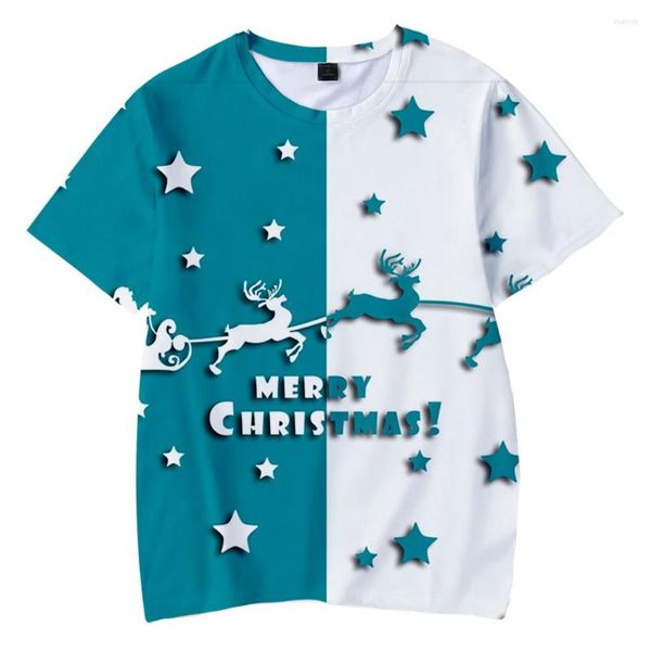 Camisetas masculinas Feliz Natal Cirche Camisa 3D Fashion Summer Summer Shorve Hig Qualidade Casual Casual Tees