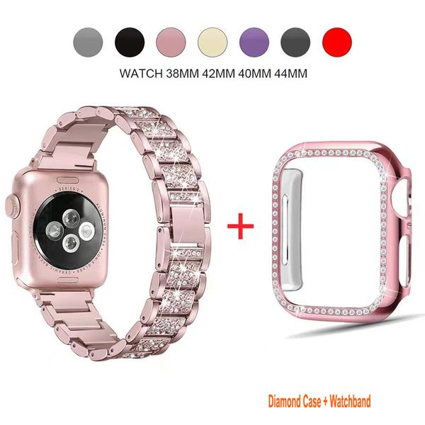 Diamond Designer Stripe Sport Band Case per bande di Watch Apple 45mm 44mm 42mm 41mm 41mm 40mm 38 mm braccialette Strap di sostituzione Serie SE 8 7 6 5 4 2 1 Donne uomini