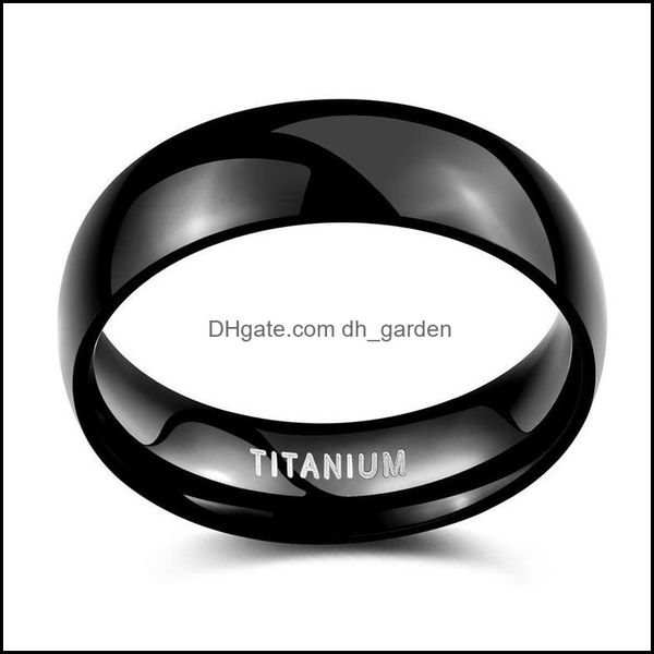 Trauringe Eheringe Poliert Einfacher Unisex-Ring Titan Herren Finger 6Mm Schwarz Gold Blau Silber Farbe Erhältlich Liebhaber Geschenkweddi Dhe5T