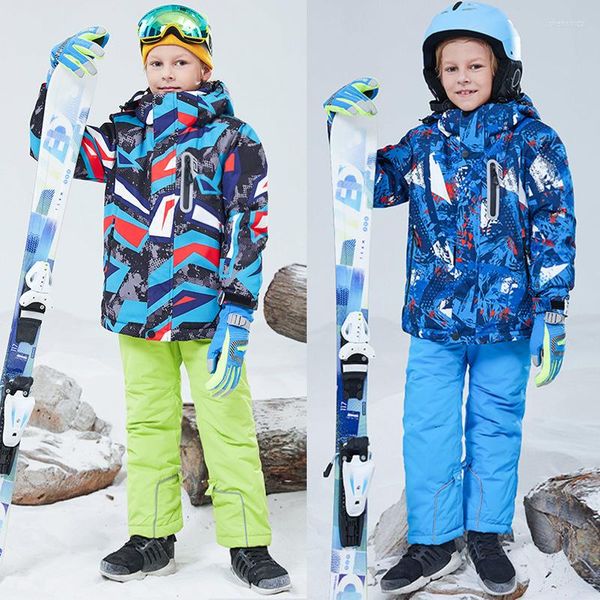 Skijacken Kinder-Skianzug -30 Winddichte wasserdichte warme Jackenset Kinder im Freien Schnee Winter verdickte Snowboard-Overalls