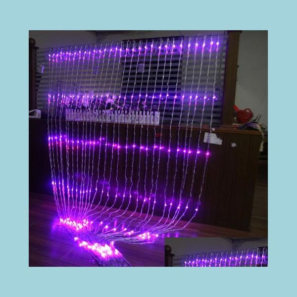 Decorações de Natal 6mx1 5m300 led cachoeira luz de casamento de luz de casamento de água de fundo de mticolour personalize entrega 2022 home g dhq24