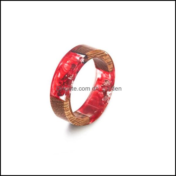 Anéis de casamento anéis de casamento colorf transparente madeira resina seca de flor