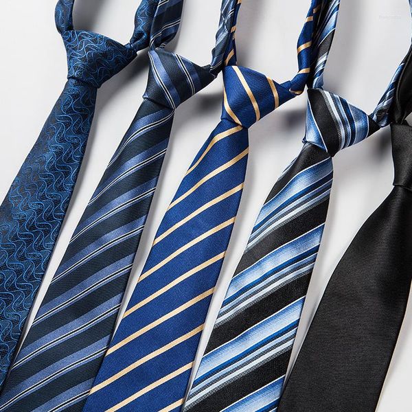 Cravatte alla moda Cravatte da uomo classiche Strisce da uomo nere Blu navy da sposa Jacquard in seta tessuta da uomo Cravatta solida Collo a pois