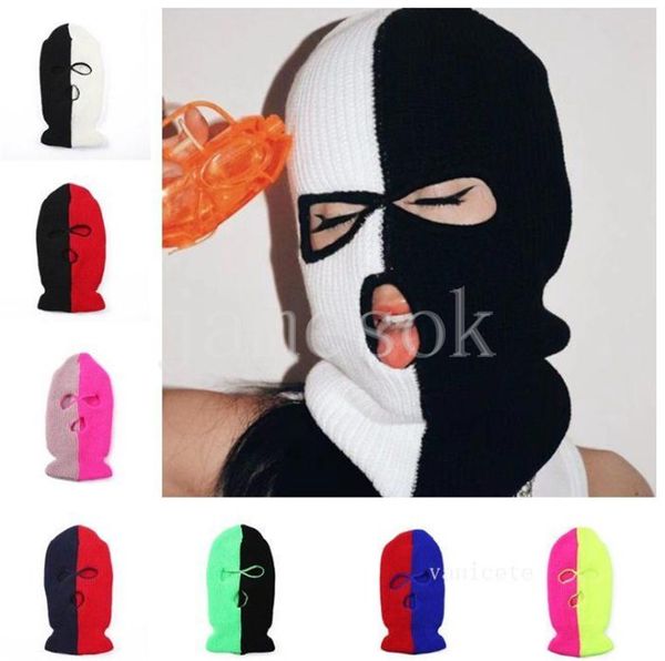 Designer Masks caldo tre fori bicolore cappello lavorato a maglia da uomo e da donna netto cappello rosso protezione per il collo cappelli da equitazione in autunno e inverno de853