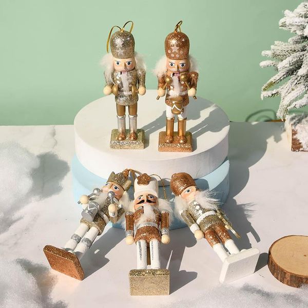 Weihnachtsdekorationen Frohe Dekoration Kinder Nussknacker Soldat Puppe Holzanhänger 2023 Jahr Dekor Ornamente für Navidad Weihnachtsbaum