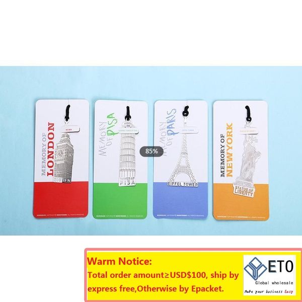 Londres Eiffel Tower Statue of Liberty Markers Markers Metal Markmark for Stationery Books Office