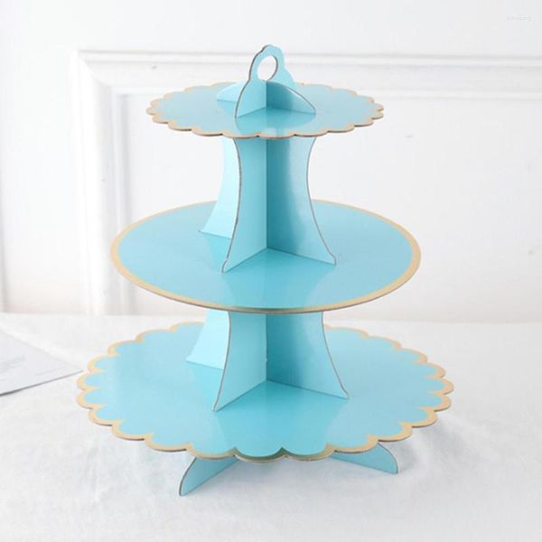 Strumenti per pasticceria Tre strati monouso rotondi per compleanno Cupcake Dessert Espositore per stand artigianale in carta fai da te Forniture per feste di matrimonio Torta T