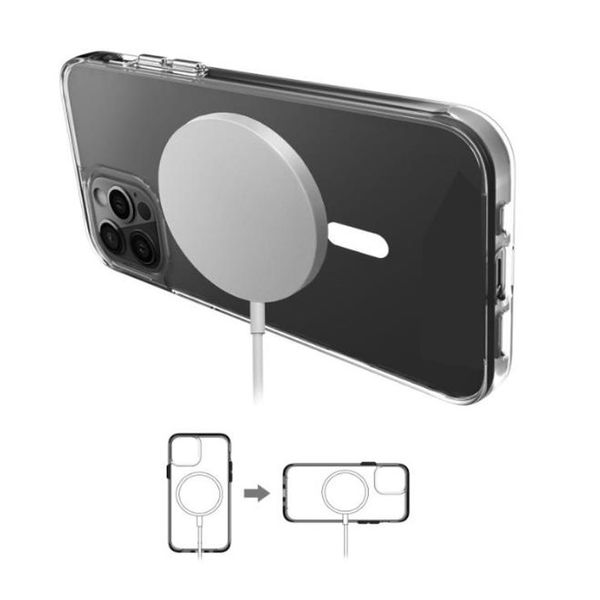 Apple Magsoge Casos transparentes Case de carregamento sem fio magnético para iPhone 15 14 12 11 13 Pro Max Mini XR XS 7 8 Plus SE TAPA DE VOLTA