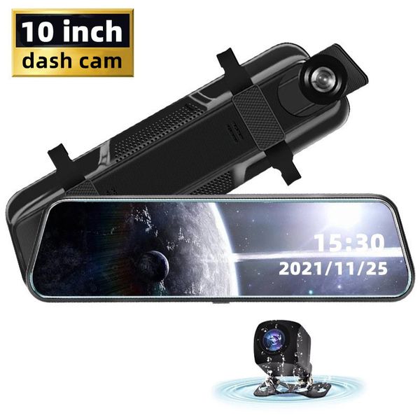10 pollici IPS 2.5D Touch Screen Car Dvr Mirror Stream Specchietto retrovisore Dash Camera Dash Cam Dual Car Camera Full Hd Drive Recorder