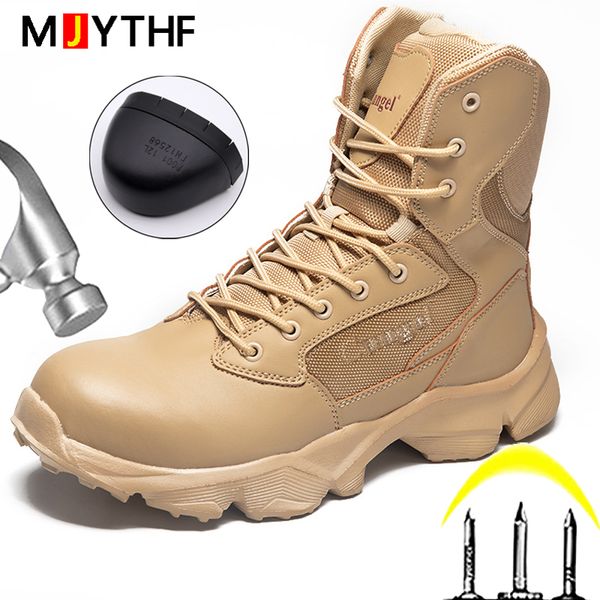 GAI Botas Masculinas Sapatos Militares de Segurança de Trabalho Anti-esmagamento Anti-punctura Deserto Tático Indestrutível Ao Ar Livre 221022 GAI