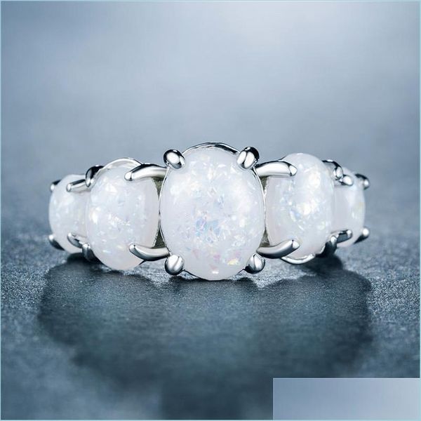 Anéis de casamento Jóias de moda de moda para mulheres azul verde opala serier anel colorido R3009Wedding Drop entrega 2022 DHCYU