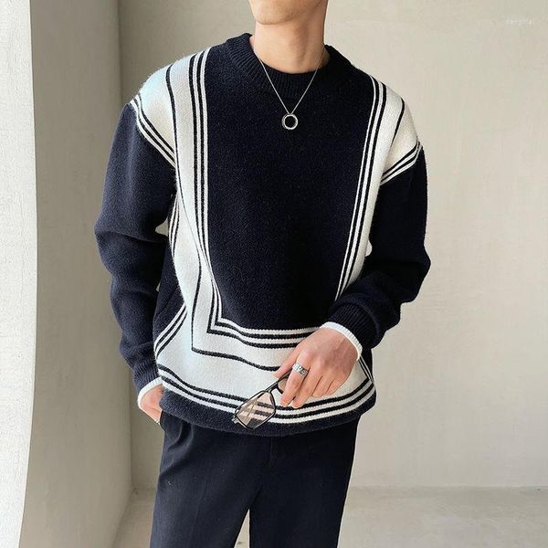 Männer Pullover Winter Herbst Männer Casual Geometrie Muster Pullover Pullover Rundhals Langarm Lose Stricken Tops Koran Chic 2D1771