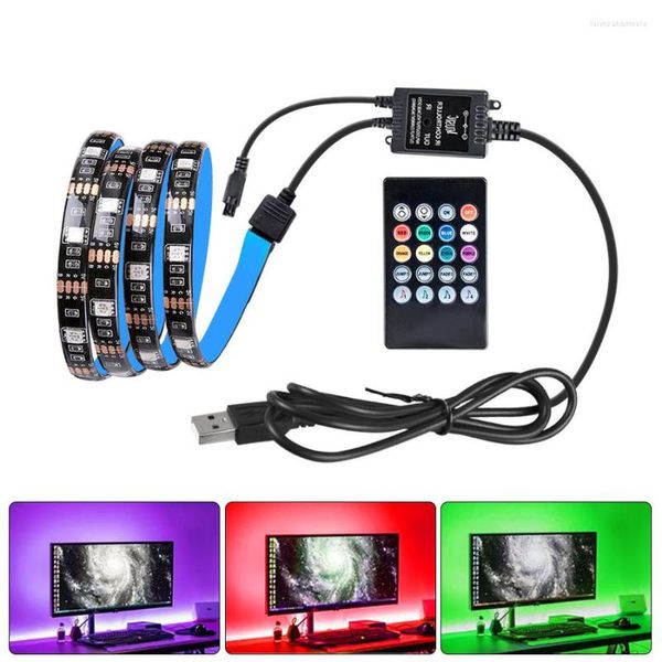 Tiras 5V Luz de tira LED USB com Music Controller 20 key Remoto Remoto 0.5m-3m SMD RGB Fita para HDTV Screen Screen TV Backlight Decor