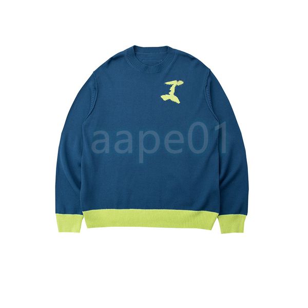 Mens inverno novo pesco￧o redondo su￩teres femininos logotipo intarsia knit jumpers homens casuais contraste solto colorida malha desgaste asi￡tico s-xl