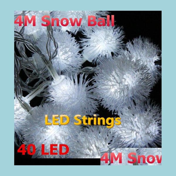 Weihnachtsdekorationen 40LED 4M weiße Schneeflocke LED-Schnur Schnee Pompon Weihnachtslicht / Hochzeit / Party-Dekoration Lichter 2 Stück Drop Del Dh2Gj