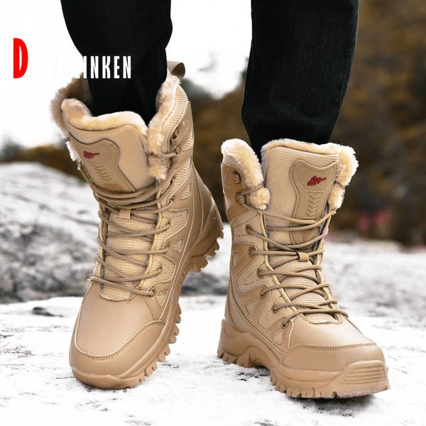 Gai Boots Erkek ve Kadın İçin Askeri Deri Savaşı Kürk Peluş Kış Kar Açık Ordu Botları Ayakkabı Plus Boyut 36-46 221022 GAI