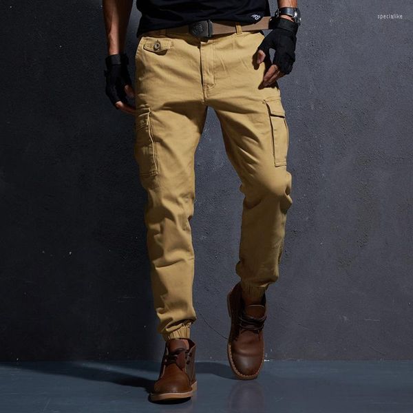 Pantalones de hombre Joggers Cargo Hombres Bolsillos de algodón Pantalones casuales Ropa de trabajador Caqui Negro Verde Táctico militar para hombre