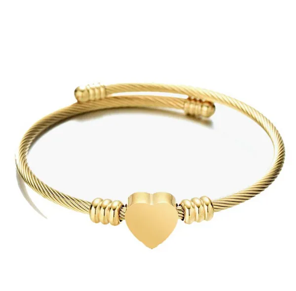 Top con bracciale in acciaio inossidabile filo intrecciato cuore bracciali cavo filo titanio ornamenti cuore acciai