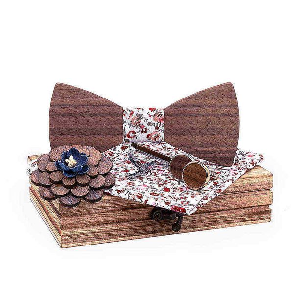 Linbaiway Wood Bowtie Tie Clips Set for Men Suit de madeira Arco de borboleta Butterflies Suit Bowknots Gifts J220816