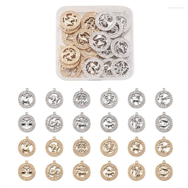 Charms 24 Pz Moda Vintage 12 Costellazione Segno Zodiacale Pendenti Oro/Argento Per Le Donne Collana Braccialetto Creazione di Gioielli FAI DA TECiondoli