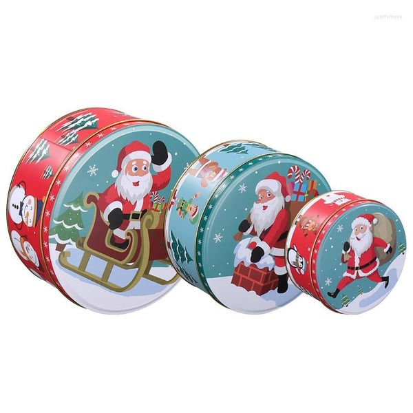 Confezione regalo Hemoton 3 pezzi di latta natalizia in latta per biscotti Caramelle Biscotti Scatole per dolcetti Astuccio piccolo
