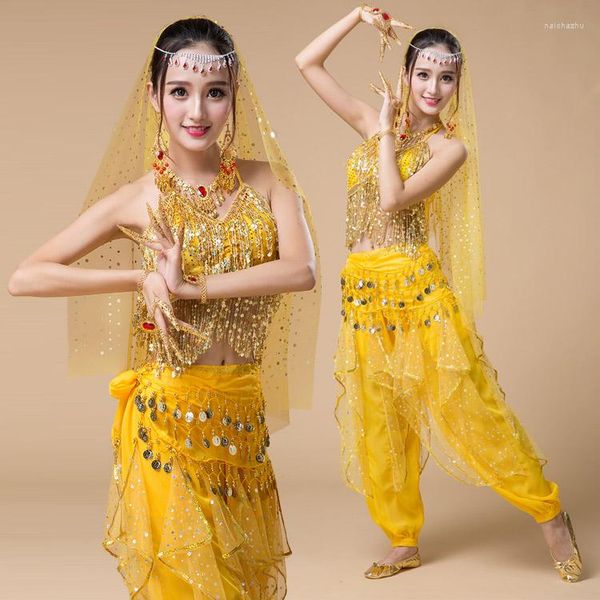 Stage Wear 4pcs Set Donna Egitto Performance Costume di danza del ventre Triba Gypsy Costumi di danza del ventre per le donne che ballano Set