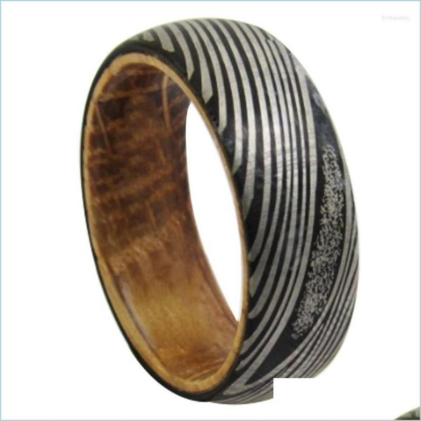 Eheringe Eheringe Original 6 Mm/8 Mm Breite Mann Holz Wolframkarbidband Mit Eichenholz Und Damaststahlmuster Für GIF Dhi6J