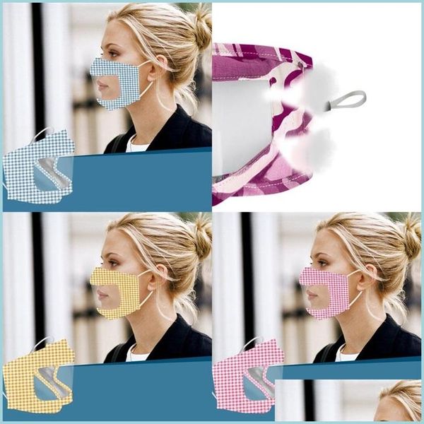 Maschere di design Stampe trasparenti Maschera Sordomuto Linguaggio delle labbra Respiratori Regola Maschere riutilizzabili Dust Er Fashion Colorf Three Laye Dh8Gi