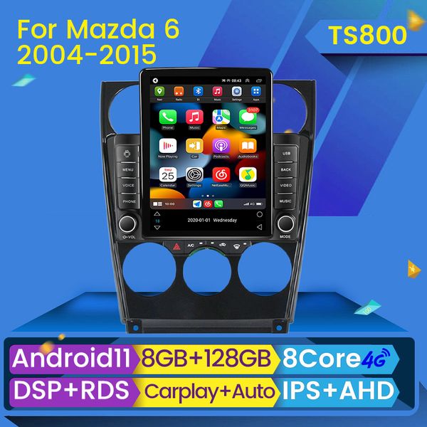 2din Android 11 DVD Multimedia Player para Mazda 6 2004-2015 Rádio GPS de navegação por rádio Auto Blutooth