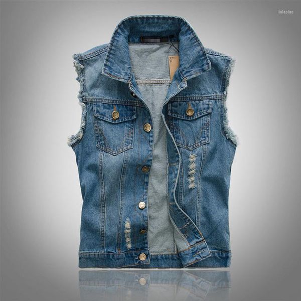 Gilet da uomo Primavera Autunno Vintage Design classico Casual Gilet di jeans Uomo Blu 3 colori Plus Taglia asiatica M-4XL 5XL 6XL