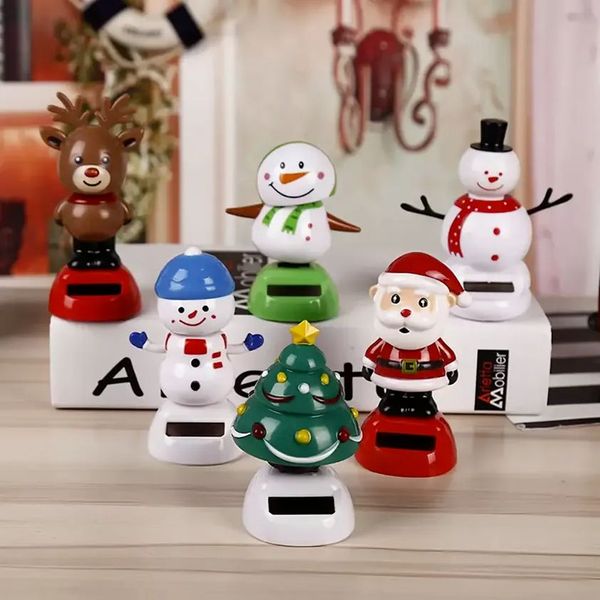 Festas favoritos ornamentos de carro abs solar ornamentos de natal danários dança santa snowman brinquedos de painel decoração de painel bobble dançarina rrb16577