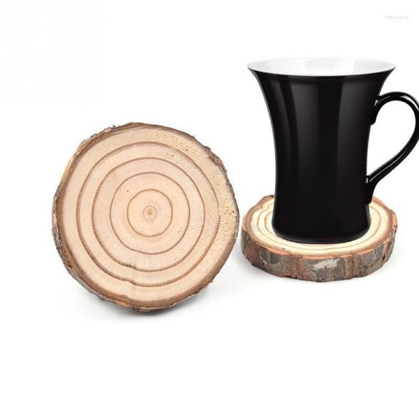 Tovagliette Sottobicchieri rotondi in legno naturale Tappetino per tazza Tè Tazza da caffè Portabevande Silicone in legno Decorazioni per la casa moderne