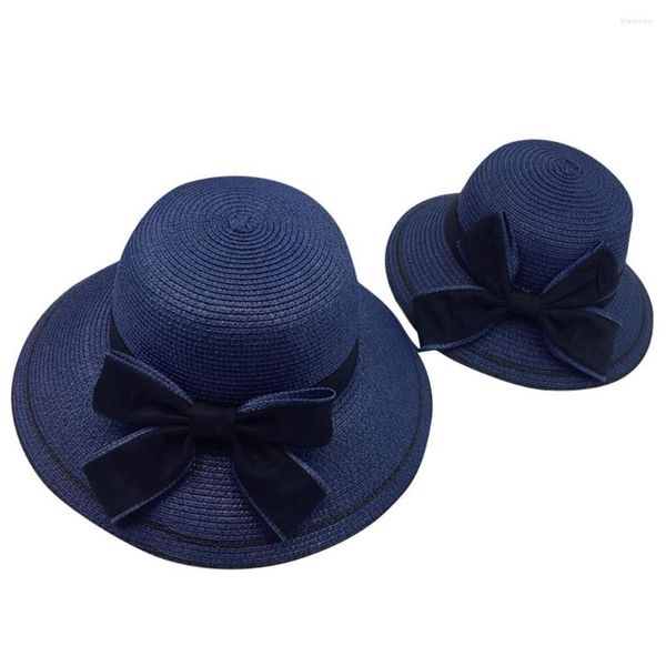 Capés de bola Cabo Hat Summer Women Brim Beach Girl Straw Flat Kids-filho-filho Baby Bow Cap Sun Baseball Mans não