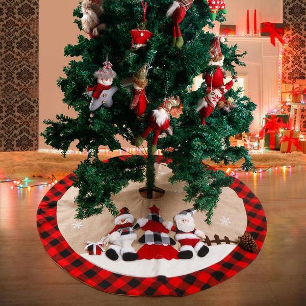 Santa Snowman Red e Black Plaid Christmas Tree Salia 2022 NOVA decora￧￣o de Natal de Bordro de Natal rrc60