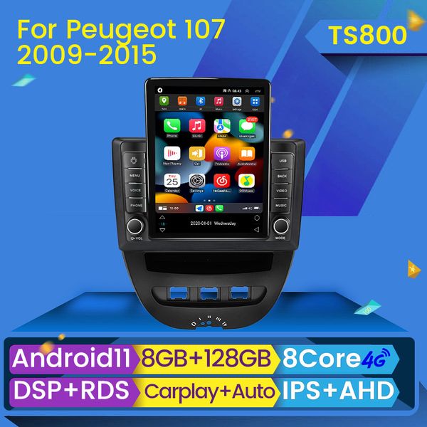 Auto-DVD-Radio-Stereo-Player für Peugeot 107, Toyota Aygo, Citroen C1 2005–2014, CarPlay, Android, Auto-GPS-Navigation, 2 Din, 2-Din-DVD