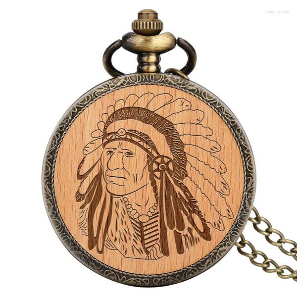 Taschenuhren, geformt, graviert, alter Mann, alte Quarzuhr, Herren-Anhänger, FOB-Uhr, Halskette mit 80 cm/30 cm Kette