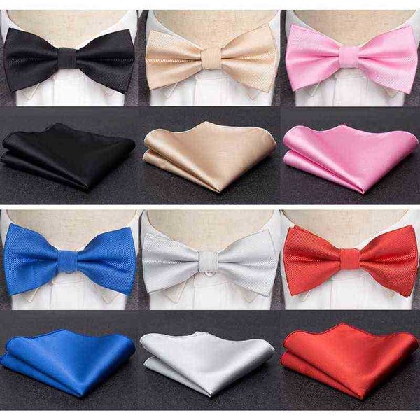 Erkekler Bowtie Tie Set Sold Siyah Kırmızı Moda Kelebek Bağları Erkekler Mendil Parti Man Hediye Gelinlik Aksesuarları J220816