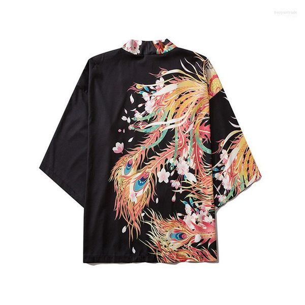 Этническая одежда мода японский стиль золотой феникс принцип кимоно женский кардиган юката уличная одежда мужская традиция азиатская v2053